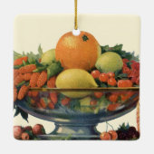 ヴィンテージ食べ物,ボウルに盛り合わせた果物 セラミックオーナメント (裏面)