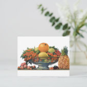 ヴィンテージ食べ物,ボウルに盛り合わせた果物 ポストカード (スタンド正面)