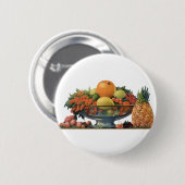 ヴィンテージ食べ物,ボウルに盛り合わせた果物 缶バッジ (正面&裏面)