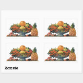 ヴィンテージ食べ物,ボウルに盛り合わせた果物 長方形シール (シート)