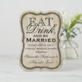 ヴィンテージ食べ、飲み物とビー結婚したルのシャワー 招待状 (スタンド正面)