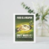 ヴィンテージ食品は武器だ無駄にするな！戦時下の ポストカード (スタンド正面)