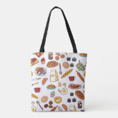 ヴィンテージ食品イラスト：シームレスなパターン。 トートバッグ (裏面)