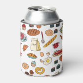 ヴィンテージ食品イラスト:シームレスなパターン。 缶クーラー (缶正面)