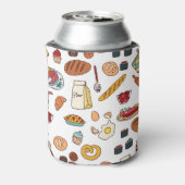 ヴィンテージ食品イラスト:シームレスなパターン。 缶クーラー (缶裏面)