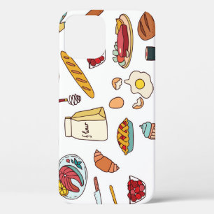 ヴィンテージ食品イラスト:シームレスなパターン。 iPhone 12ケース