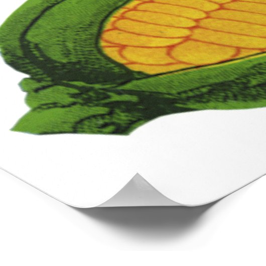 ヴィンテージ食品ヘルシーな野菜とCobの新鮮なトウモロコシ ポスター (角)