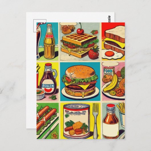 ヴィンテージ食品漫画イラストレーション ポストカード (正面/裏面)