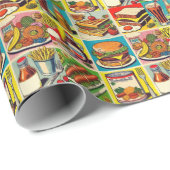 ヴィンテージ食品漫画イラストレーション ラッピングペーパー (ロールコーナー)