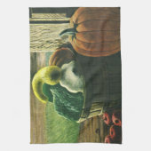 ヴィンテージ食品、ウインタースカッシュ、かぼちゃとリンゴ キッチンタオル (縦)