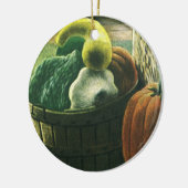 ヴィンテージ食品、ウインタースカッシュ、かぼちゃとリンゴ セラミックオーナメント (左)