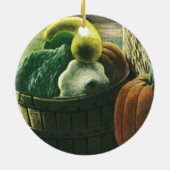 ヴィンテージ食品、ウインタースカッシュ、かぼちゃとリンゴ セラミックオーナメント (裏面)