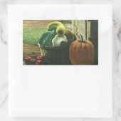 ヴィンテージ食品、ウインタースカッシュ、かぼちゃとリンゴ 長方形シール (バッグ)