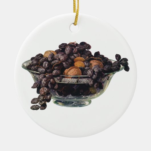 ヴィンテージ食品、クルミとアーモンド、フルーツとナッツ セラミックオーナメント (正面)