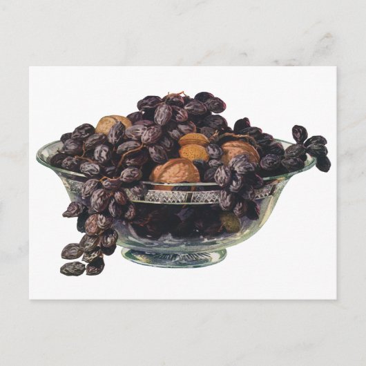 ヴィンテージ食品、クルミとアーモンド、フルーツとナッツ ポストカード (正面)