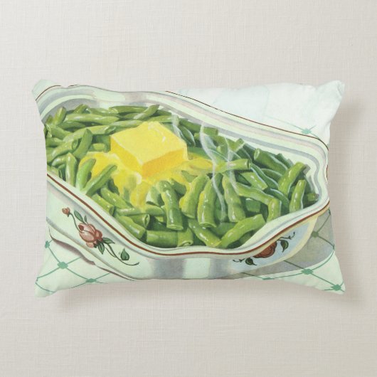 ヴィンテージ食品、グリーンビーンキャセロールとバター アクセントクッション (正面)