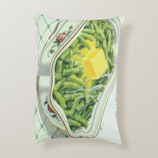 ヴィンテージ食品、グリーンビーンキャセロールとバター アクセントクッション (裏面(縦))
