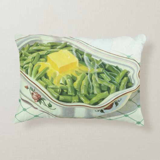 ヴィンテージ食品、グリーンビーンキャセロールとバター アクセントクッション (裏面)