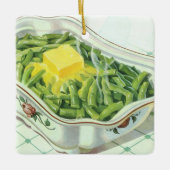 ヴィンテージ食品、グリーンビーンキャセロールとバター セラミックオーナメント (正面)