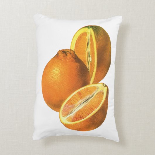 ヴィンテージ食品、フルーツオーガニックフレッシュ健康オレンジ アクセントクッション (裏面(縦))