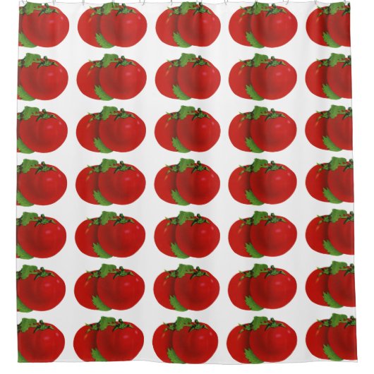 ヴィンテージ食品、赤オーガニック熟した家宝トマト シャワーカーテン (正面)