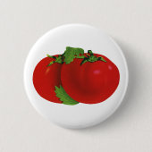 ヴィンテージ食品、赤オーガニック熟した家宝トマト 缶バッジ (正面)
