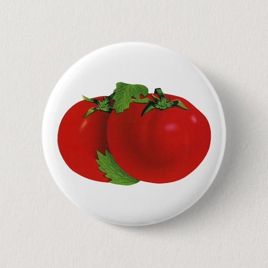 ヴィンテージ食品、赤オーガニック熟した家宝トマト 缶バッジ (正面)