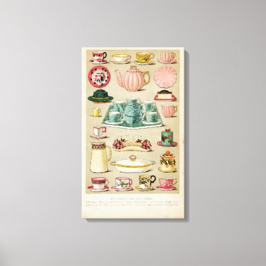 ヴィンテージ食器油彩画 キャンバスプリント (正面)