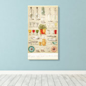 ヴィンテージ食器油彩画 – フルイメージ キャンバスプリント (インサイチュ (ウッドフロア))