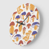 ヴィンテージ食用きのこイラストレーション ラージ壁時計 (傾斜)