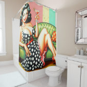 ヴィンテージ飲み女 シャワーカーテン (インサイチュ)