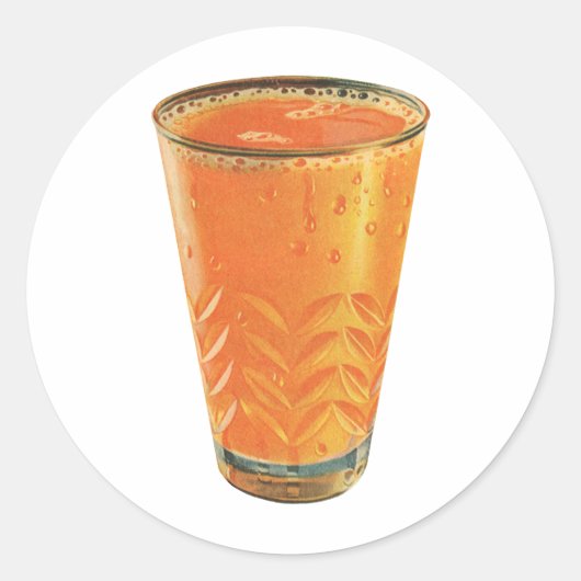 ヴィンテージ飲料、グラス・オブ・オレンジジュース朝食 ラウンドシール (正面)
