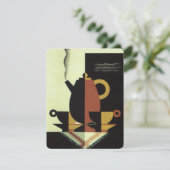 ヴィンテージ飲料、コーヒーポットカップ招待状 招待状 (スタンド正面)