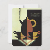 ヴィンテージ飲料、コーヒーポットカップ招待状 招待状 (正面)