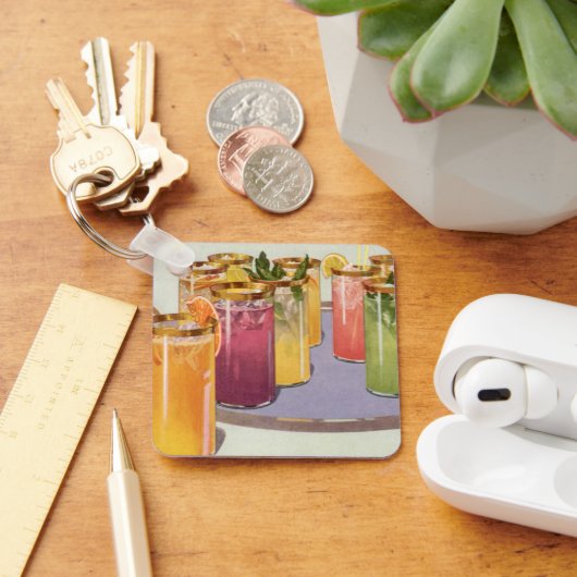 ヴィンテージ飲料、トレイにキューブを付けて飲む キーホルダー (デスク)