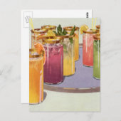 ヴィンテージ飲料、トレイにキューブを付けて飲む ポストカード (正面/裏面)