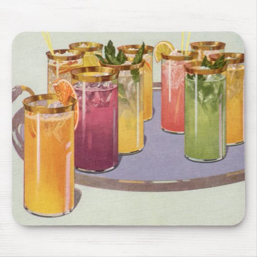ヴィンテージ飲料、トレイにキューブを付けて飲む マウスパッド (正面)