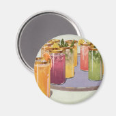 ヴィンテージ飲料、トレイにキューブを付けて飲む マグネット (正面/裏面)