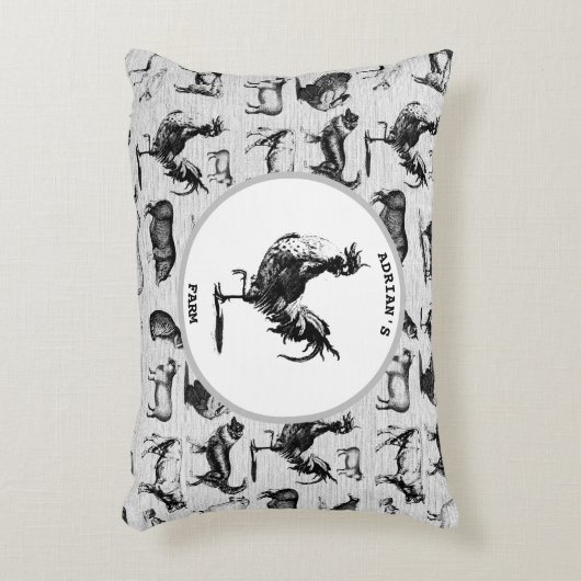 ヴィンテージ飼育動物コラ素朴ージ アクセントクッション (正面(垂直))