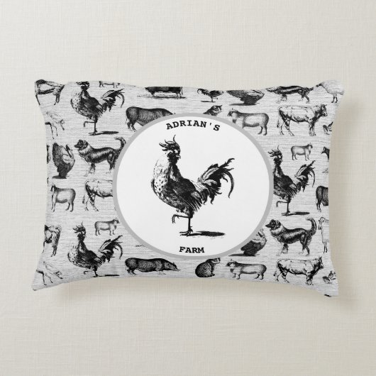 ヴィンテージ飼育動物コラ素朴ージ アクセントクッション (裏面)