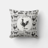 ヴィンテージ飼育動物コラ素朴ージ クッション (正面)