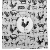 ヴィンテージ飼育動物コラ素朴ージ シャワーカーテン (正面)