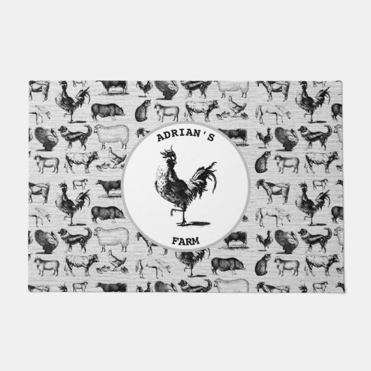 ヴィンテージ飼育動物コラ素朴ージ ドアマット (正面)