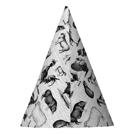 ヴィンテージ飼育動物コラ素朴ージ パーティーハット (裏面)