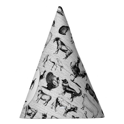 ヴィンテージ飼育動物コラ素朴ージ パーティーハット (右)