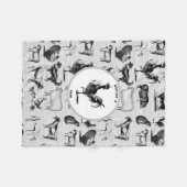 ヴィンテージ飼育動物コラ素朴ージ フリースブランケット (正面(横))