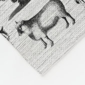 ヴィンテージ飼育動物コラ素朴ージ フリースブランケット (角)