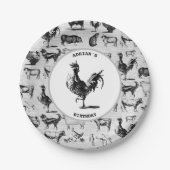 ヴィンテージ飼育動物コラ素朴ージ ペーパープレート (正面)