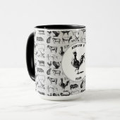 ヴィンテージ飼育動物コラ素朴ージ マグカップ (正面左)