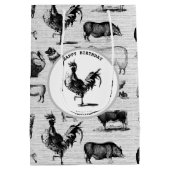 ヴィンテージ飼育動物コラ素朴ージ ミディアムペーパーバッグ (裏面)